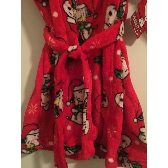 Snoopy Peanuts Christmas Toddler Boys Soft Fleece Bathrobe Robe Size 2T - Picture 2 of 8